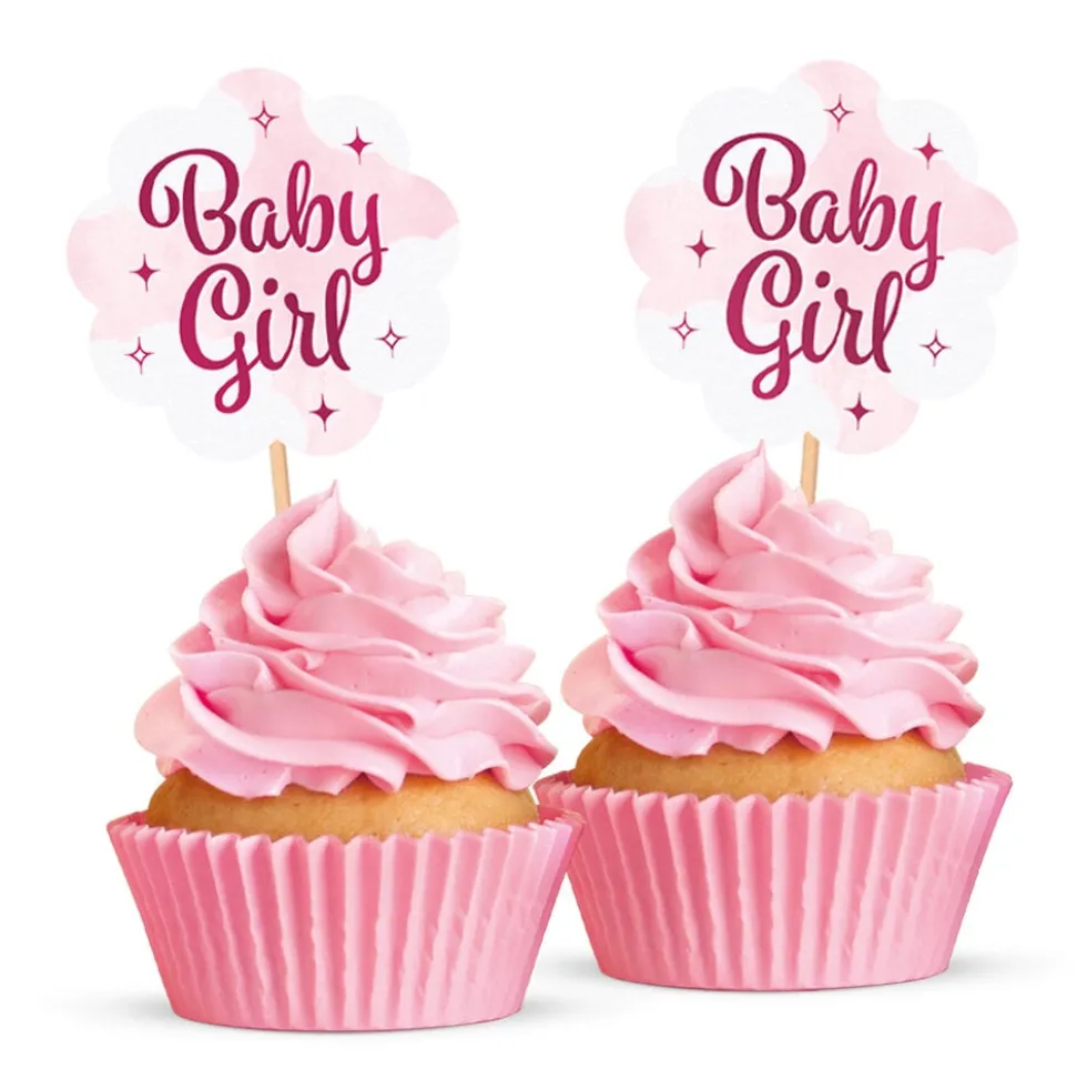 Baby Girl Muffinsdekorationer 12-pack