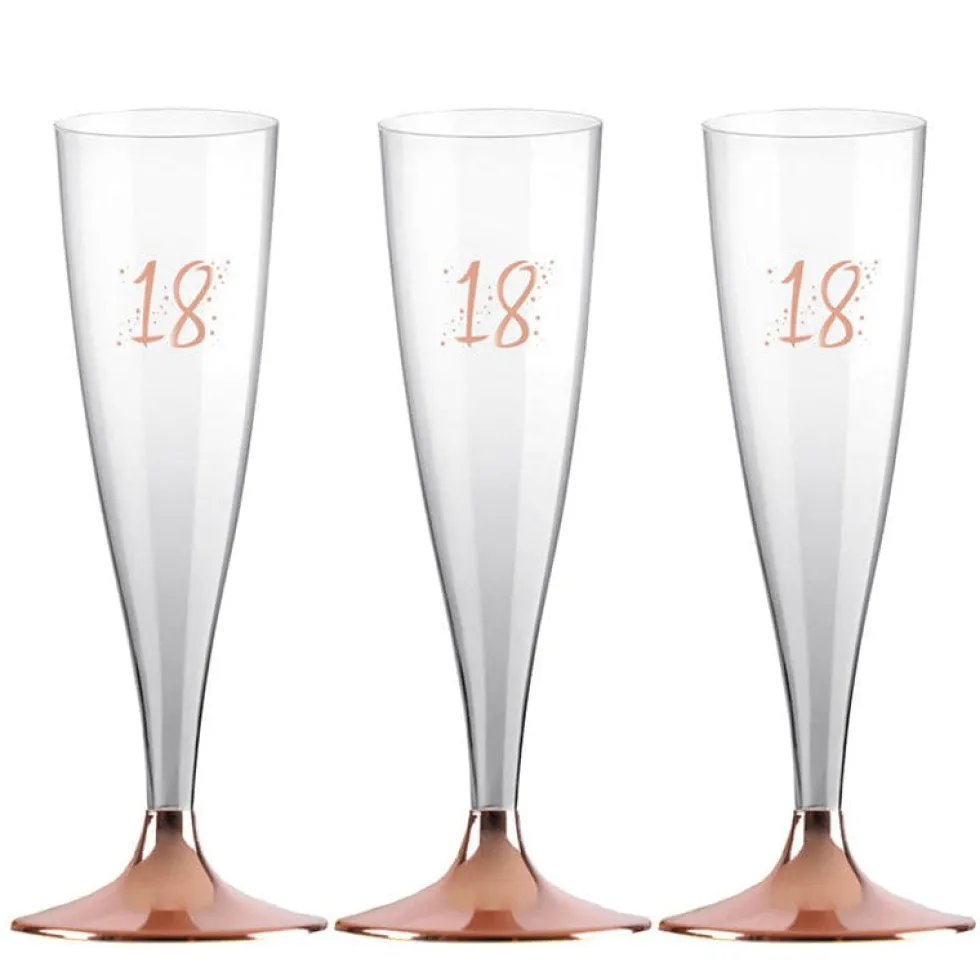 Champagneglas med roseguldfot 18 år 6-pack