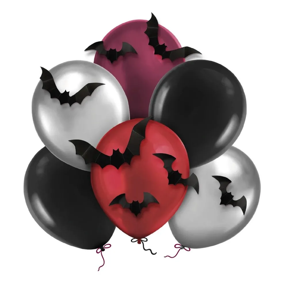Halloweenballonger 3D Fladdermöss 6-pack
