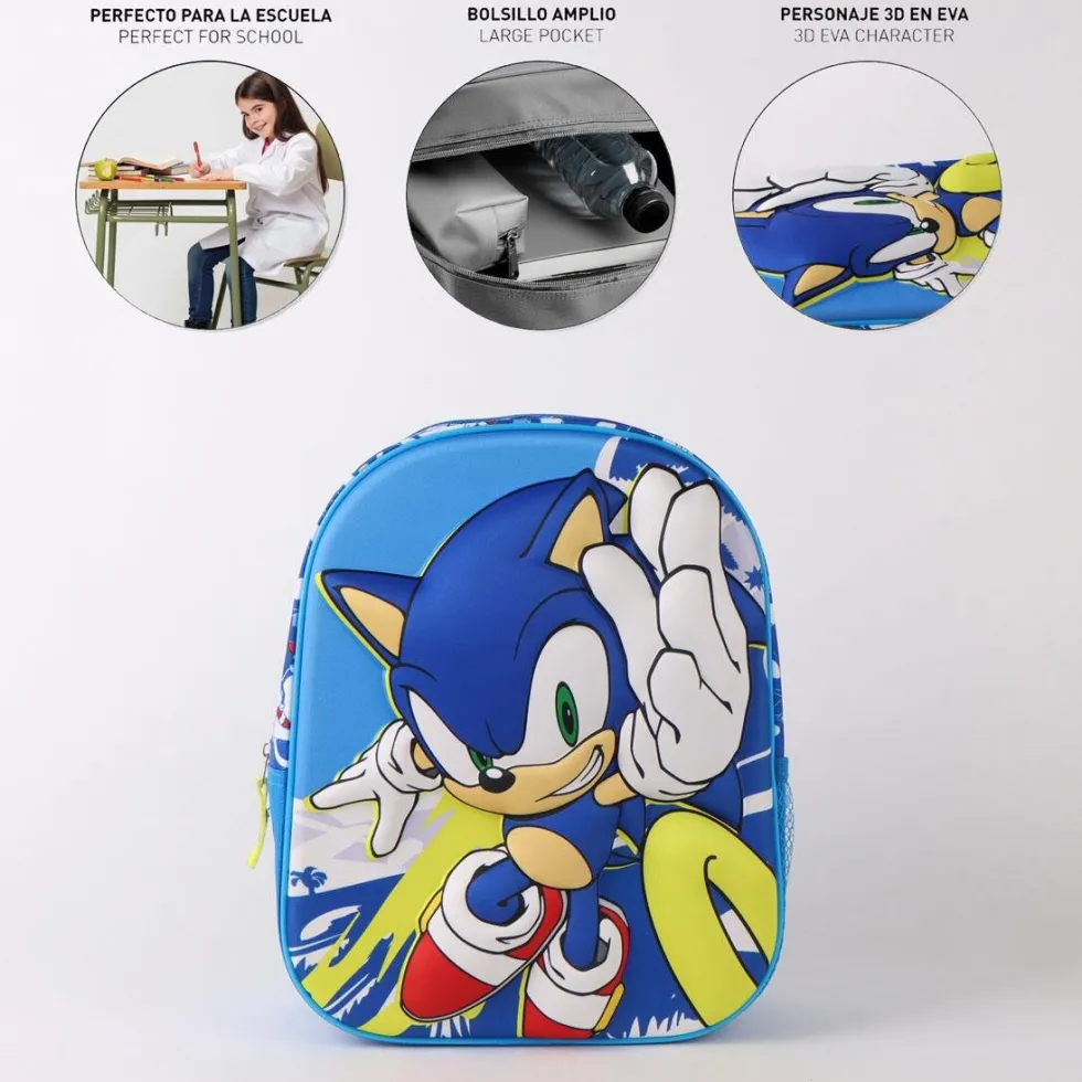 Sonic Barnryggsäck med 3D-effekt